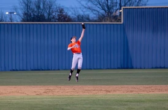 Leaping catch at shortstop